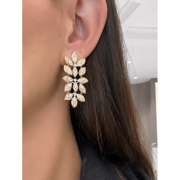 Golden Garden Marquise Diamond Drop Earrings Image 2 Mollys Jewelers Brooklyn, NY