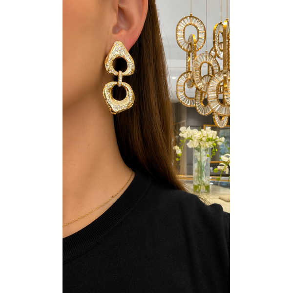 14K Yellow Gold Diamond Openwork Drop Earrings – 1.72 CTW Image 2 Mollys Jewelers Brooklyn, NY