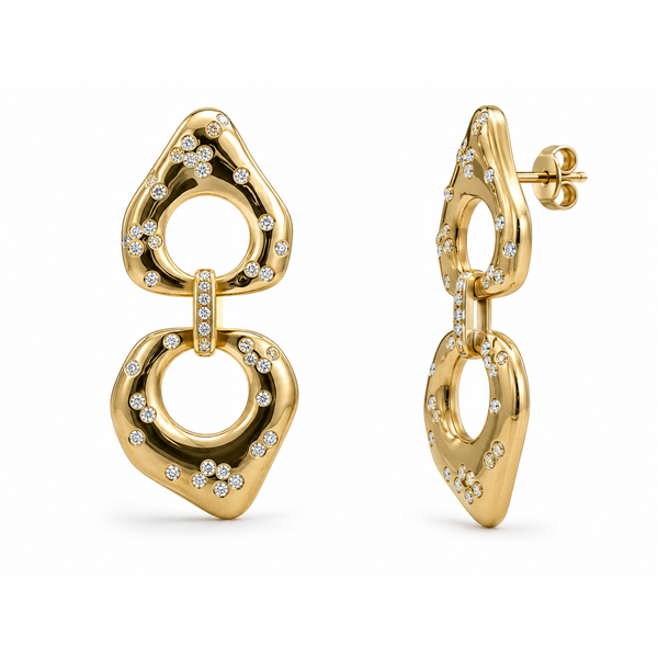 14K Yellow Gold Diamond Openwork Drop Earrings – 1.72 CTW Mollys Jewelers Brooklyn, NY