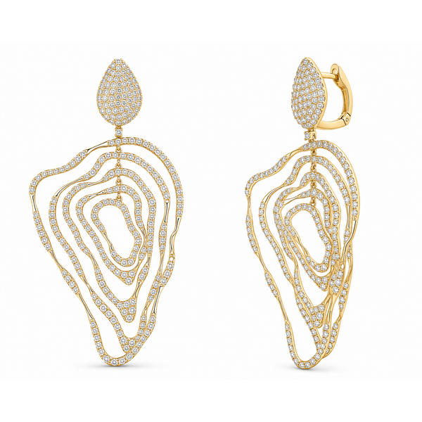 14K Yellow Gold Diamond Statement Drop Earrings – 2.15 CTW Mollys Jewelers Brooklyn, NY
