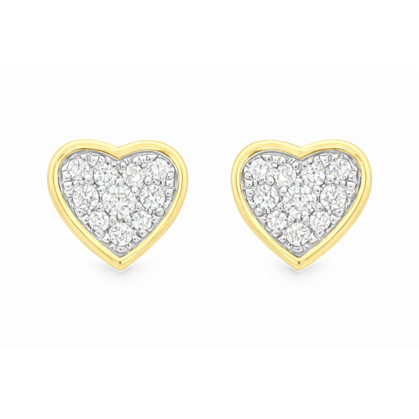 14K Yellow Gold Diamond Heart Stud Earrings – 1.01 CTW Mollys Jewelers Brooklyn, NY