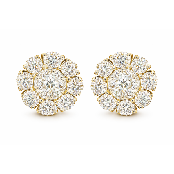 Diamond Cluster Floral Stud Earrings Mollys Jewelers Brooklyn, NY