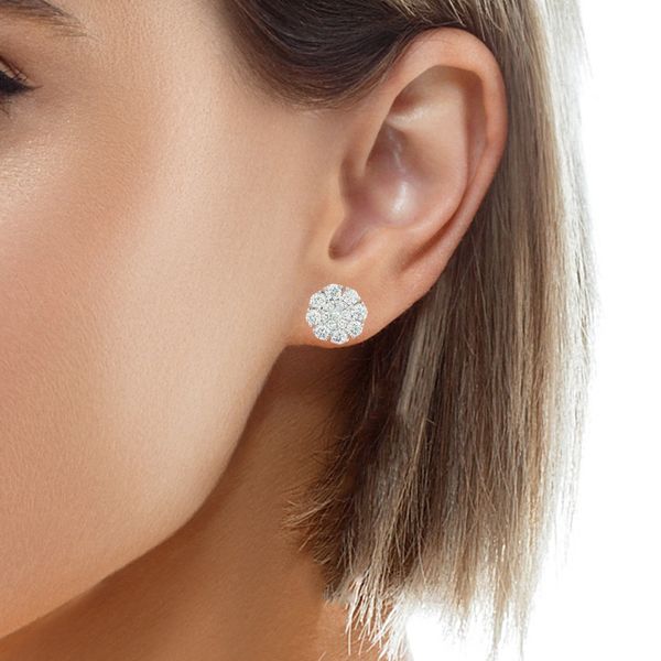 White Gold FloraCluster Diamond Earrings – 1.88ct Image 2 Mollys Jewelers Brooklyn, NY