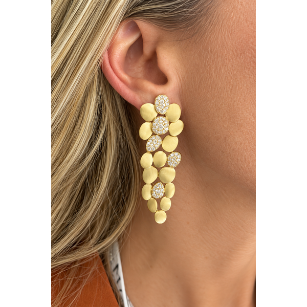 Golden Pebble Diamond Cascade Earrings Image 2 Mollys Jewelers Brooklyn, NY