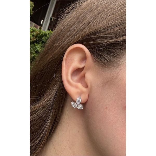 Diamond Petal Cluster Stud Earrings Image 2 Mollys Jewelers Brooklyn, NY