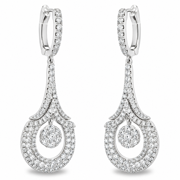 White Gold Diamond Drop Earrings – Orbit Mollys Jewelers Brooklyn, NY