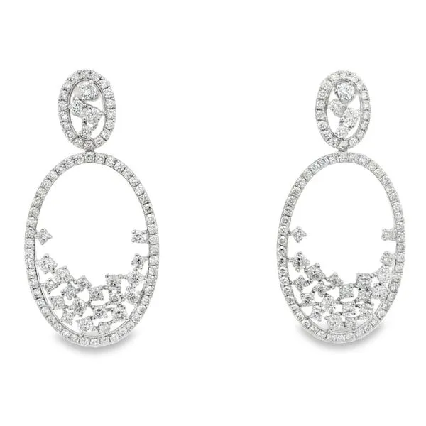 White Gold Diamond Oval Earrings – Cascade Mollys Jewelers Brooklyn, NY