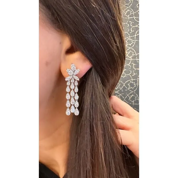 White Gold PetalDrop Diamond Earrings – 4.69ct Image 3 Mollys Jewelers Brooklyn, NY