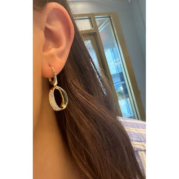 GlideOval Yellow Gold Diamond Drop Earrings | 0.50 TWT Mollys Jewelers Brooklyn, NY