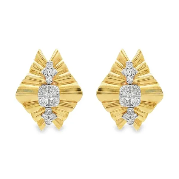 Yellow Gold FanLuxe Diamond Earrings – 1.06ct Mollys Jewelers Brooklyn, NY