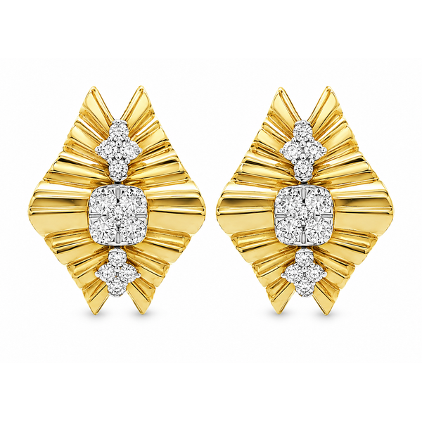 Yellow Gold FanLuxe Diamond Earrings – 1.06ct Mollys Jewelers Brooklyn, NY