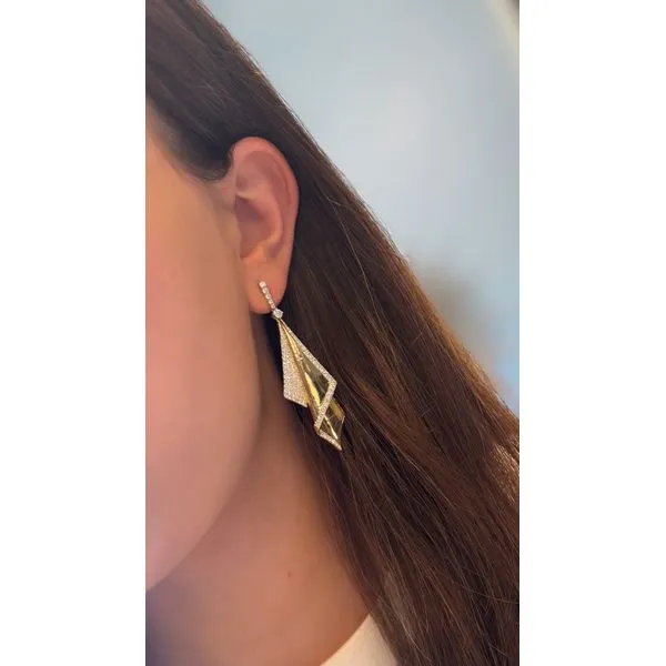 Yellow Gold FoldForm Diamond Drop Earrings – 3.6ct Mollys Jewelers Brooklyn, NY