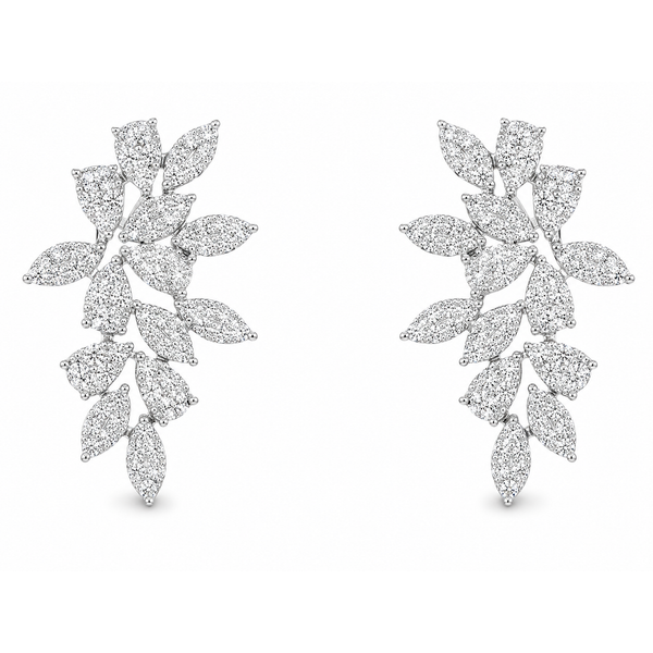 Diamond Leaf Cluster Ear Climber Earrings Mollys Jewelers Brooklyn, NY