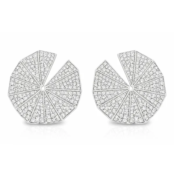 White Gold Diamond Geometric Pavé Earrings – 2.78ct Mollys Jewelers Brooklyn, NY