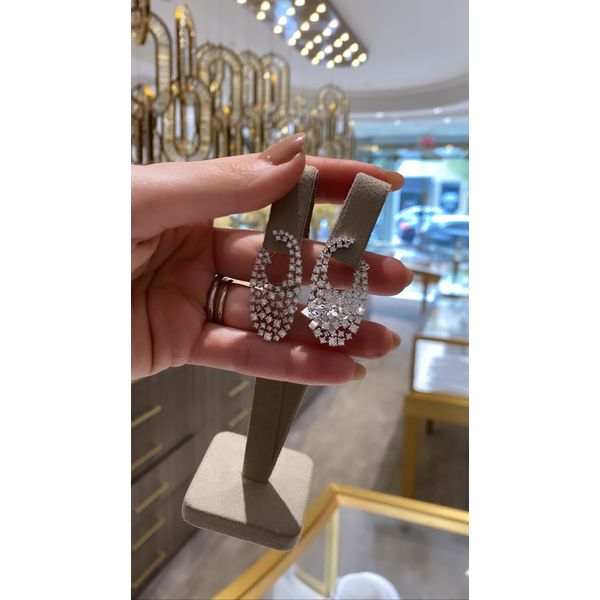 White Gold Diamond Openwork Oval Drop Earrings – 3.92 CTW Image 3 Mollys Jewelers Brooklyn, NY