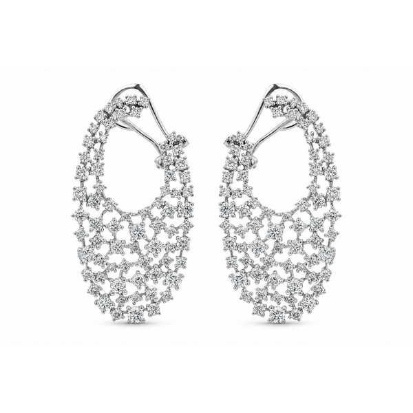 White Gold Diamond Openwork Oval Drop Earrings – 3.92 CTW Mollys Jewelers Brooklyn, NY