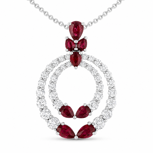 Ruby Embrace Diamond Double-Loop Pendant Mollys Jewelers Brooklyn, NY