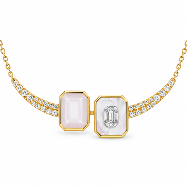 Diamond & Quartz Duo Necklace – Glint Mollys Jewelers Brooklyn, NY