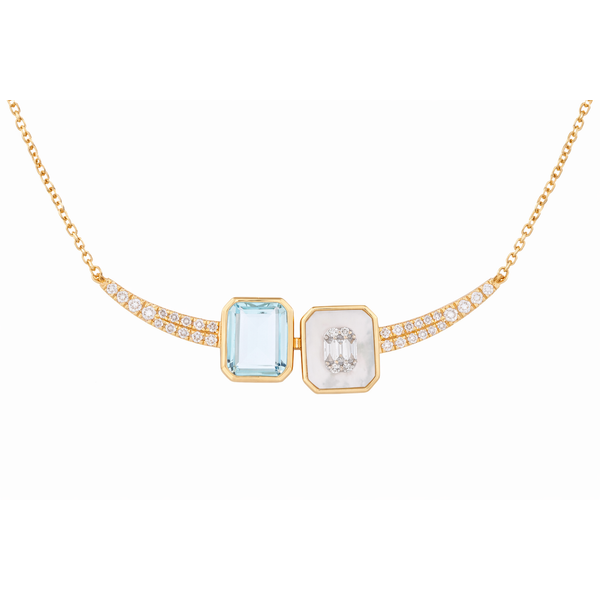 Yellow Gold TopazDual Blue Topaz & Diamond Pendant Necklace Mollys Jewelers Brooklyn, NY