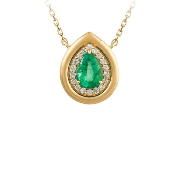 Yellow Gold EmeraldDrop Diamond Pendant – 0.14ct Mollys Jewelers Brooklyn, NY