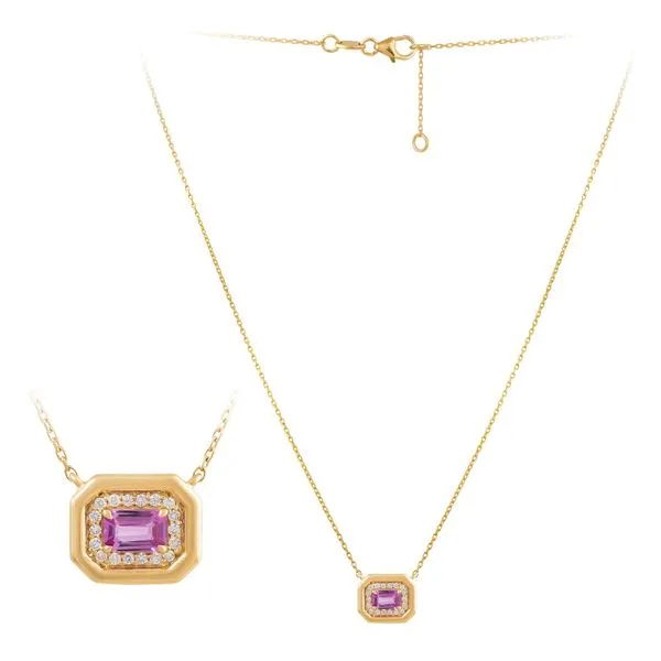 Yellow Gold PinkFrame Sapphire Diamond Pendant – 0.63ct Image 2 Mollys Jewelers Brooklyn, NY