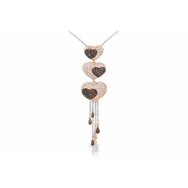 Rose Heart Cascade Diamond Pendant Necklace Mollys Jewelers Brooklyn, NY