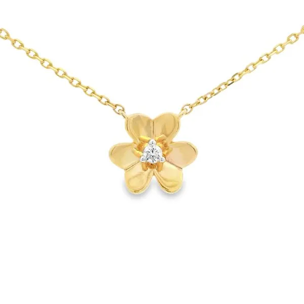 FloraGlow Yellow Gold Diamond Flower Pendant Mollys Jewelers Brooklyn, NY