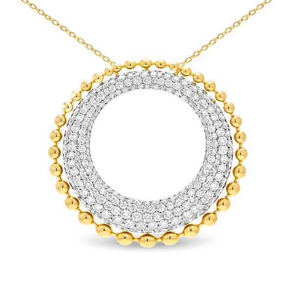 Circle Diamond Pendant | Yellow Gold Luxury Necklace Mollys Jewelers Brooklyn, NY
