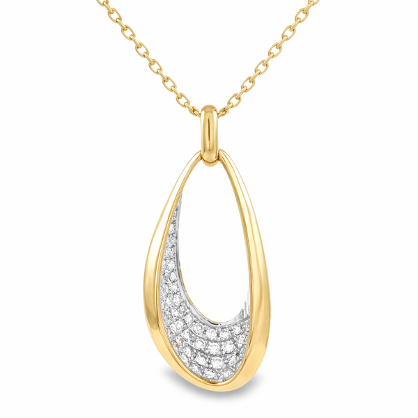 Yellow Gold Curve Diamond Pendant Necklace – 0.50ct Mollys Jewelers Brooklyn, NY
