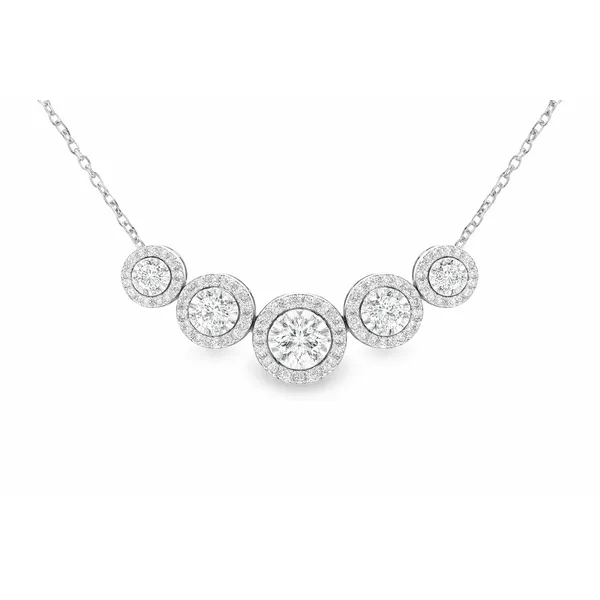 White Gold Diamond Halo Pendant Necklace – 1.25 Carats – 16