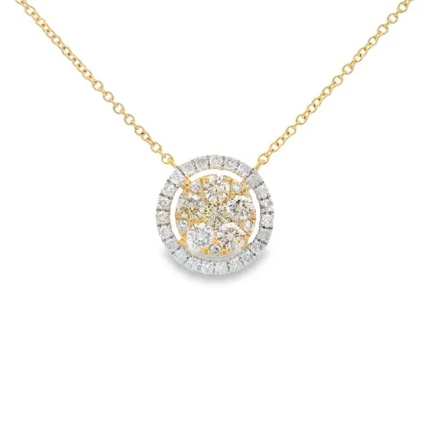TwinkleCircle Two-Tone Diamond Cluster Halo Pendant Necklace Mollys Jewelers Brooklyn, NY