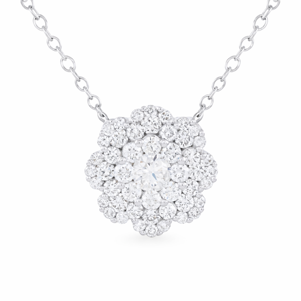 White Gold Bloomia Diamond Cluster Pendant Mollys Jewelers Brooklyn, NY
