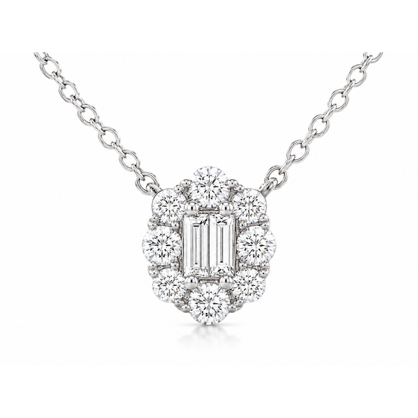 White Gold Clusteria Diamond Pendant Necklace Mollys Jewelers Brooklyn, NY
