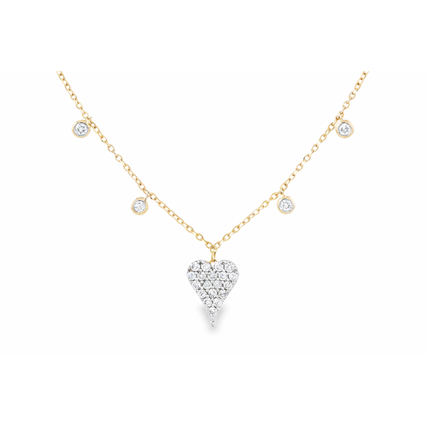 Yellow Gold CharmHeart Diamond Pendant Necklace Mollys Jewelers Brooklyn, NY