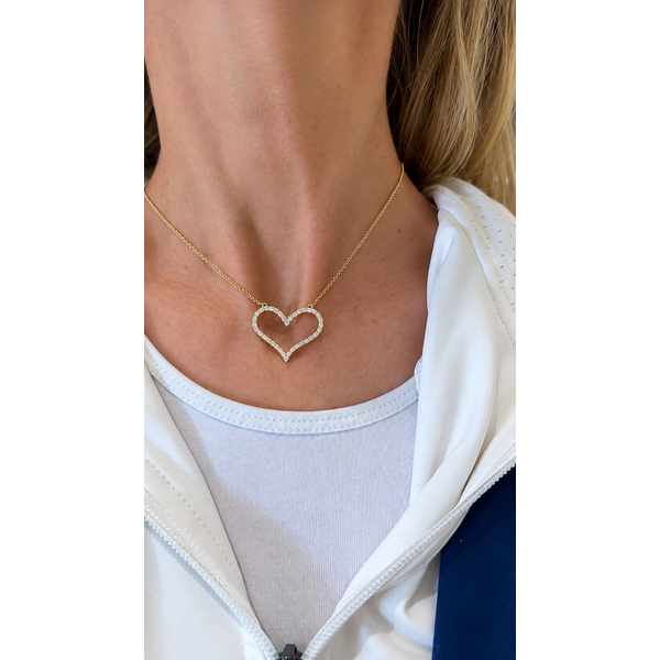 Open Heart Diamond Pendant Necklace Image 2 Mollys Jewelers Brooklyn, NY