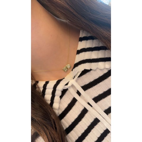 GeoDrop Diamond Pendant Necklace in Yellow Gold Image 2 Mollys Jewelers Brooklyn, NY