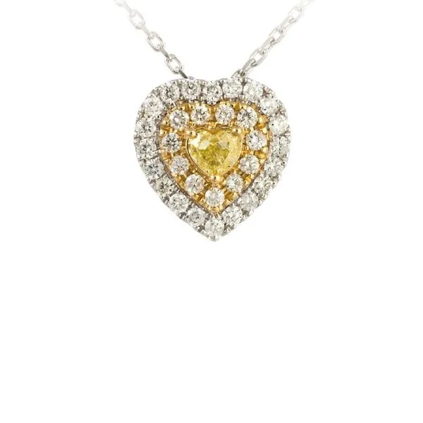 Two Tone Gold HeartHalo Diamond Pendant – 0.50ct Mollys Jewelers Brooklyn, NY