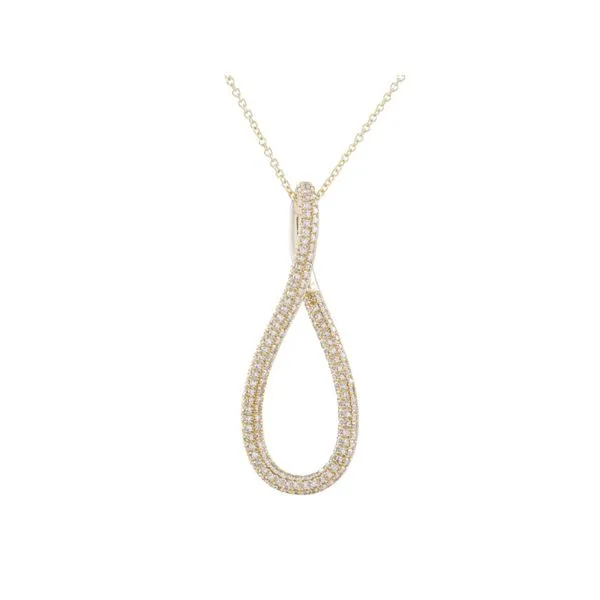 Yellow Gold Twist Diamond Pendant Necklace Mollys Jewelers Brooklyn, NY