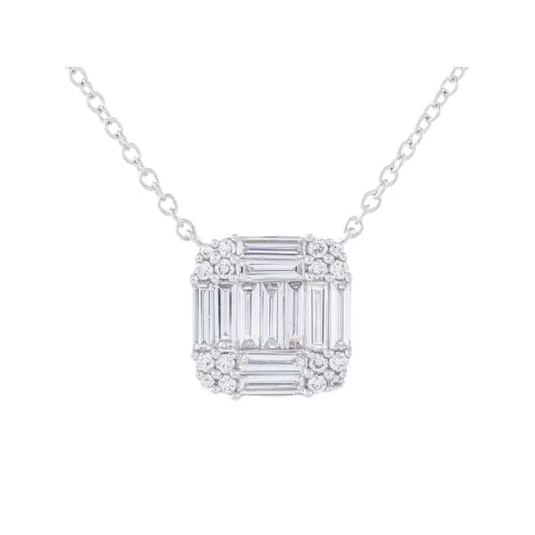 White Gold Matrix Baguette Diamond Pendant Necklace Mollys Jewelers Brooklyn, NY
