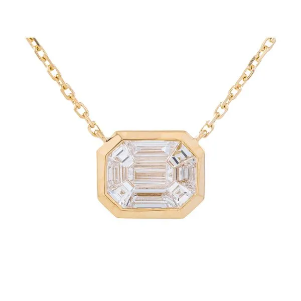 Yellow Gold GeoCut Diamond Pendant Necklace Mollys Jewelers Brooklyn, NY