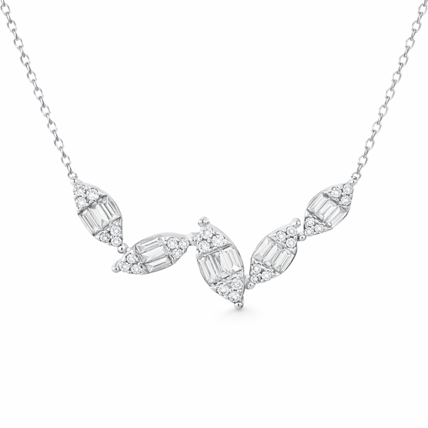 White Gold BaguetteFlow Diamond Pendant Necklace Mollys Jewelers Brooklyn, NY