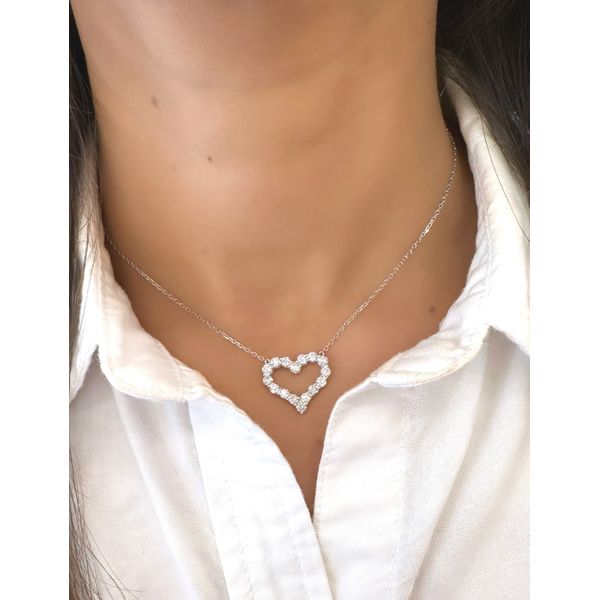 14K White Gold Diamond Open Heart Necklace – 1.60 CTW Image 2 Mollys Jewelers Brooklyn, NY