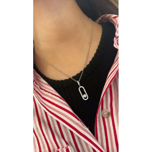 White Gold Diamond Pendant Necklace Featuring Floating Bezel – GlideDrop (0.65ct) Image 2 Mollys Jewelers Brooklyn, NY