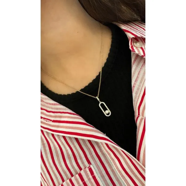 Yellow Gold Diamond Pendant Necklace with Floating Center – GlideDrop (0.65ct) Mollys Jewelers Brooklyn, NY