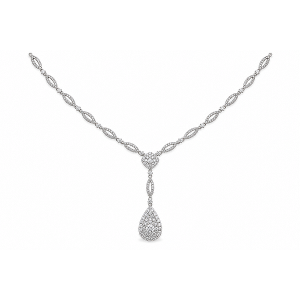 Diamond Teardrop Y Necklace in 14Kt White Gold Mollys Jewelers Brooklyn, NY
