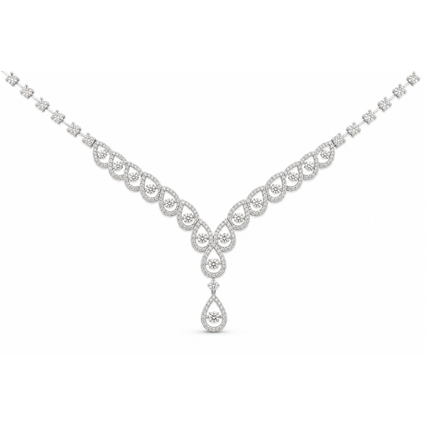 Dancing Diamond Teardrop White Gold Necklace Mollys Jewelers Brooklyn, NY
