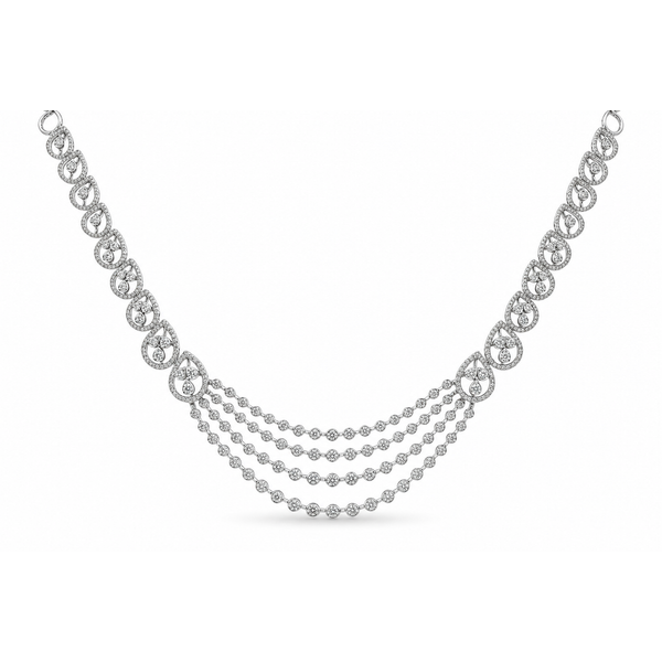 Elegant Diamond Cascade Necklace – 14K White Gold 2.95 CTW Mollys Jewelers Brooklyn, NY