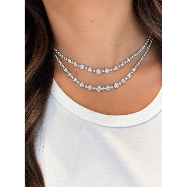 Double Strand Illusion Diamond Necklace in White Gold Mollys Jewelers Brooklyn, NY