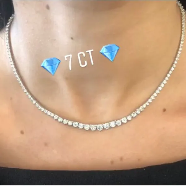 7.90 Carat Diamond Graduated Tennis Necklace Image 4 Mollys Jewelers Brooklyn, NY