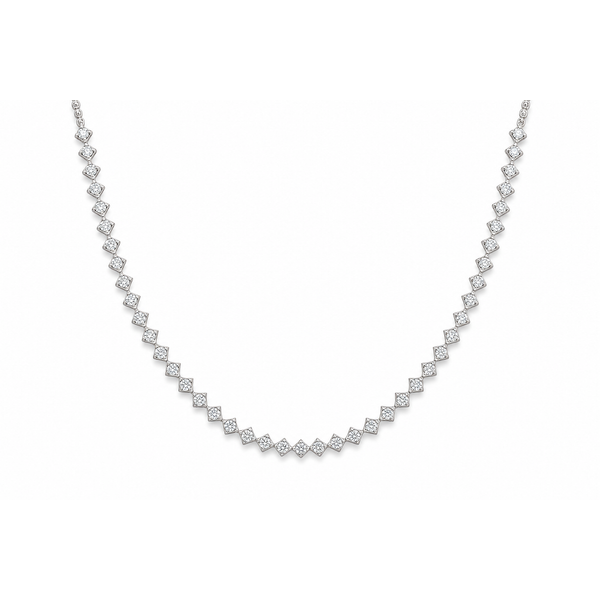 Diamond-Shaped Setting Half Tennis Necklace – 3.70 CTW Mollys Jewelers Brooklyn, NY